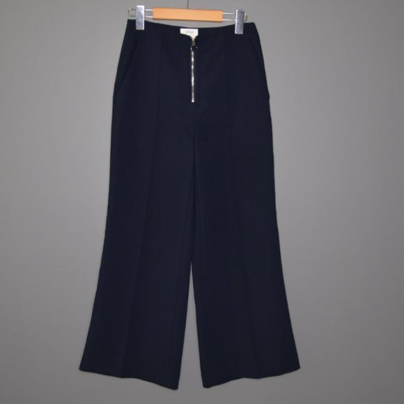 SOLD - Aritzia Wilfred Nolay Wide Leg Flare Cropped Navy Pants Sz 4 - Picture 2 of 6